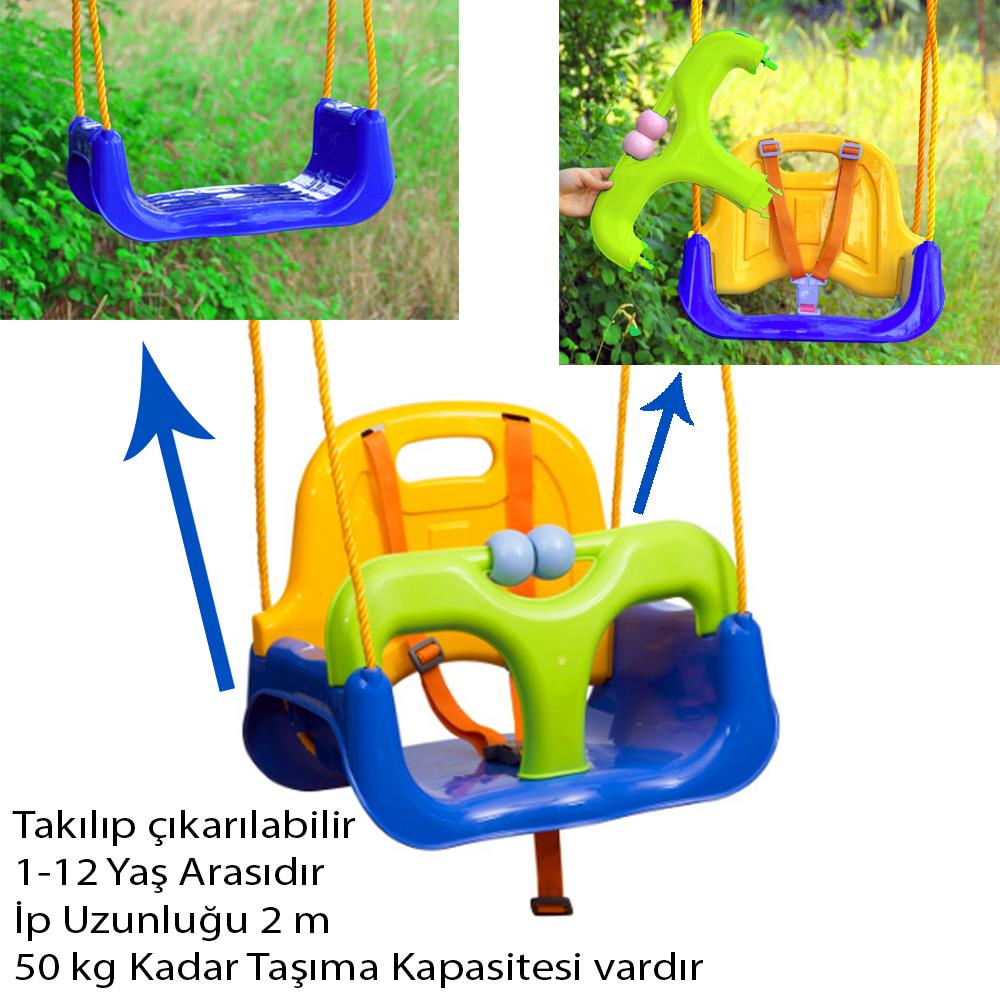 Mavi, Emniyet Kemerli Çocuk ve Bebek Salıncağı – Bahçe & Balkon İçin Güvenli Salıncak - Resim 1