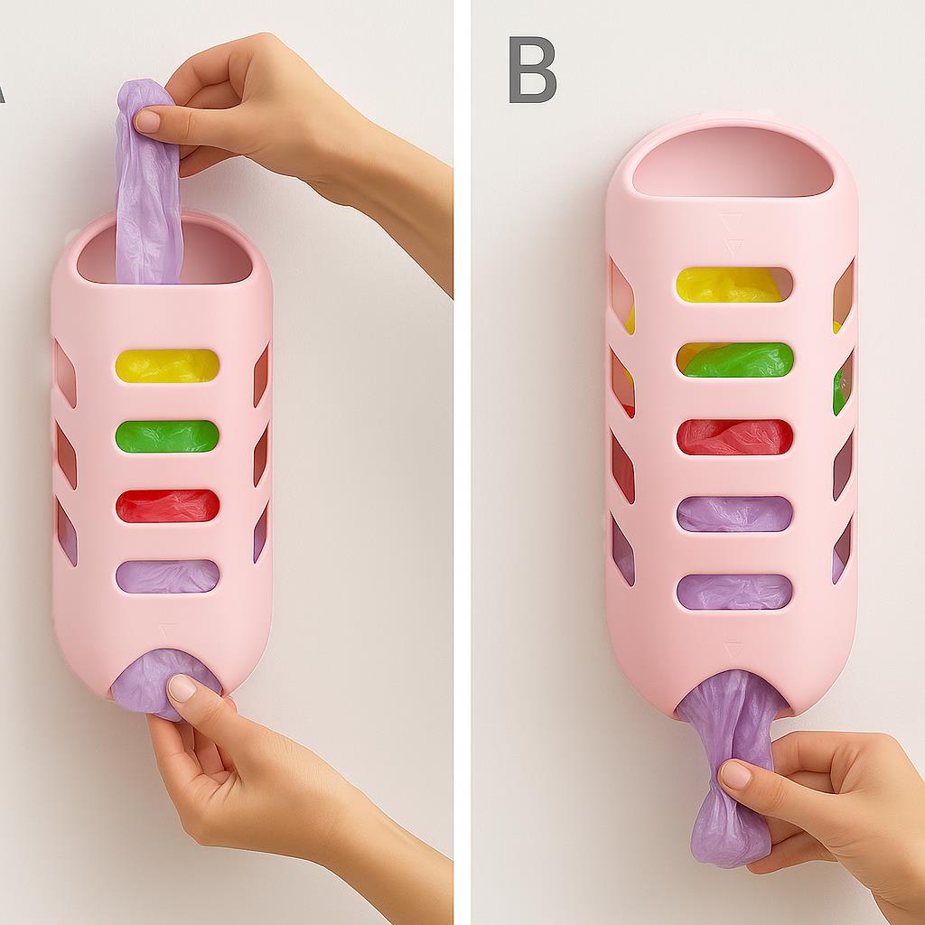 Pembe, Plastik Poşetlik Saklama ve Düzenleme Kutusu - Resim 3