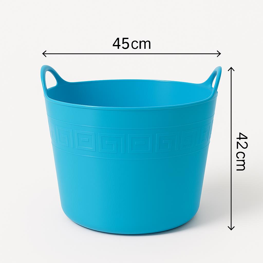 Turkuaz, Esnek Plastik Kova – 42 Litre, Kurban Kovası, Esneyebilen Oyuncak ve Çamaşır Sepeti - Resim 4