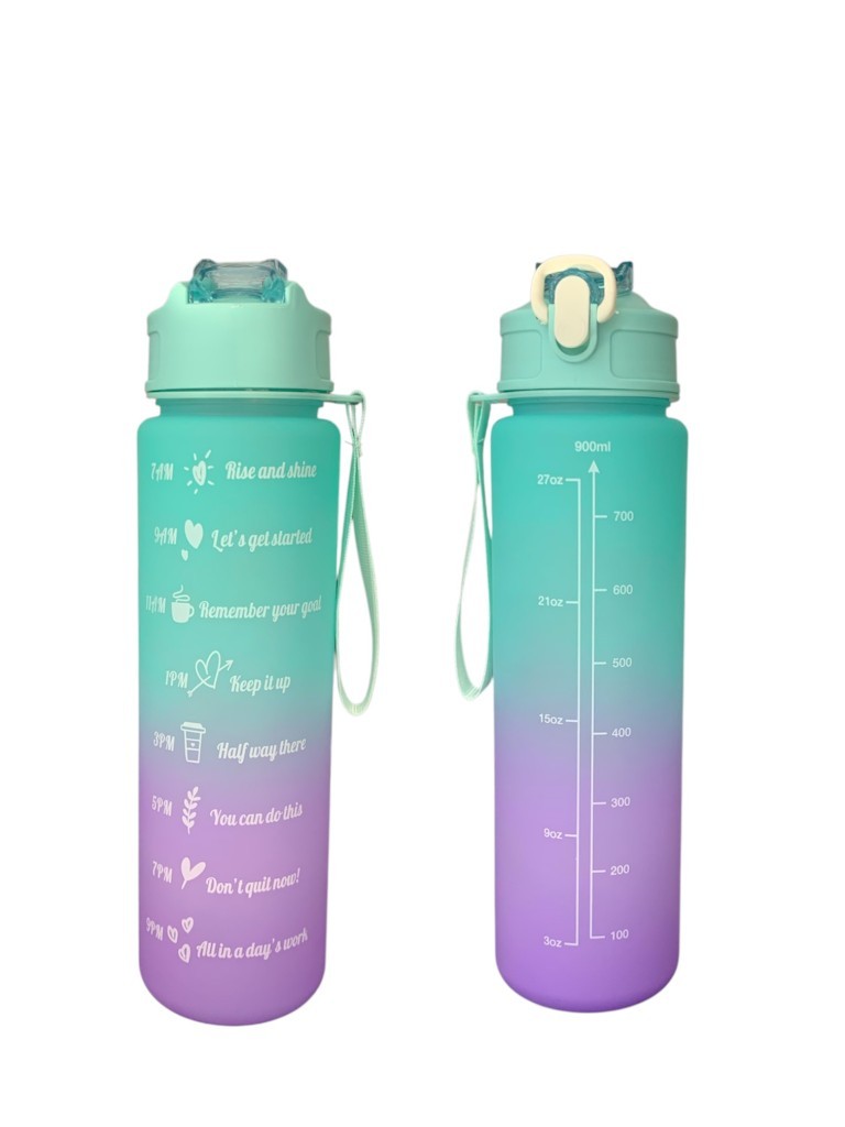 Yeşil, 3’lü Set - Sticker’lı Pipetli Matara Seti - 2000ml,900ml,300ml - Resim 3