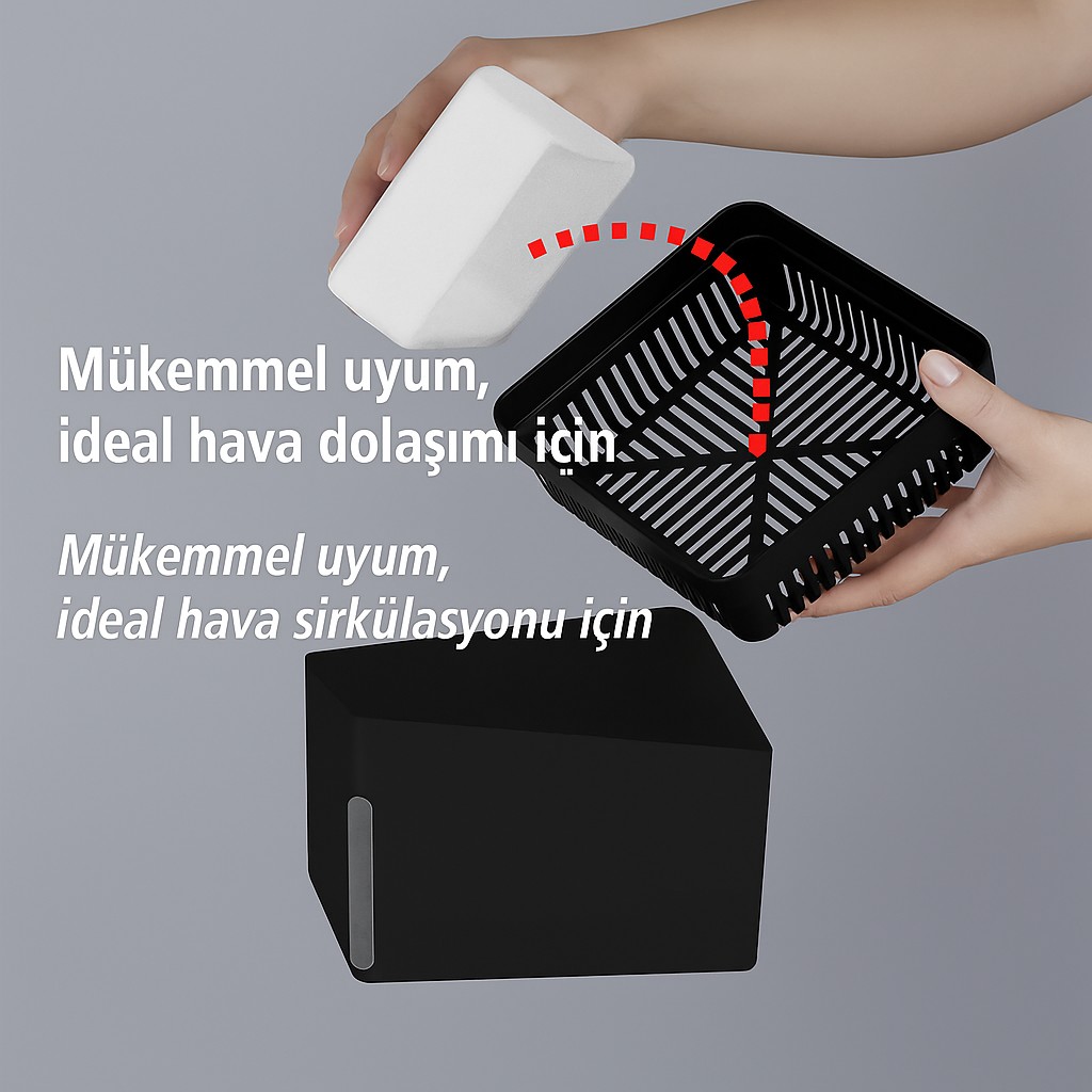 Siyah, Okyanus Kare - Nem Alıcı Rutubet Giderici Aparat + Tablet (500 Gram) - Resim 3