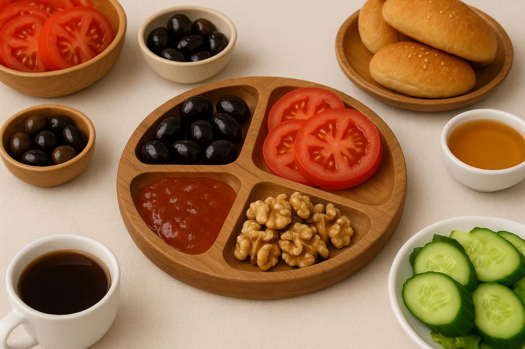 Doğal Ahşap Çerezlik ve Kahvaltılık – 4 Bölmeli Sunum Tabağı T9 - Resim 2