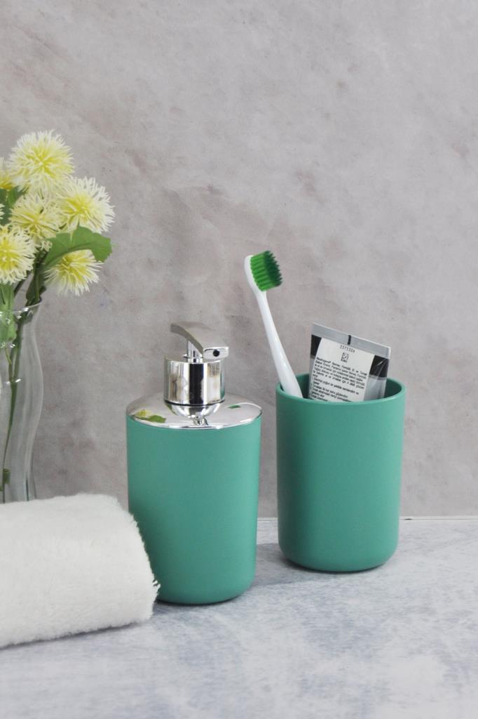 2'li Set Yeşil, Diş Fırçalık Ve Sıvı Sabunluk - Brasil Model - Resim 1